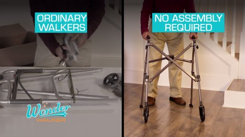 Stander Space Saver Walker, Lightweight Folding Walker for Seniors, Adult Walker with Wheels, Two Wheeled Rolling Walker with Rear Ski Glides, Matte Black