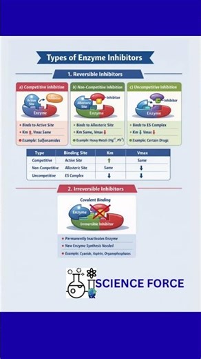 Types of enzyme inhibitors#biology #enzymekinetics #physiology #enzymes #inhibitors #biochemistry