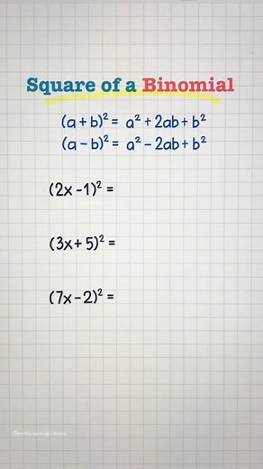 10K views · 132 reactions | Square of a Binomial #mathlove #mathematics #maths #mathtutor #mathisfun #education #knowledge #viralreelsfb #fyp #algebra | Math Love | Facebook