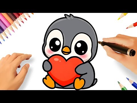 HOW TO DRAW A CUTE PENGUIN EASY 🐧💖