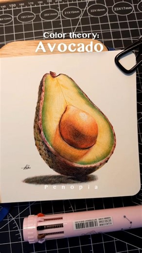 Color theory 👩🏻‍🎨 avocado with 10 Color pen🥑☆!
