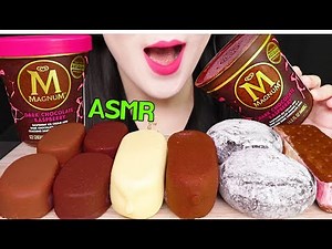 ASMR CHOCOLATE ICE CREAM *MAGNUM PINT, RICE CAKE, ASTRONAUT 매그넘 초콜릿 아이스크림, 우주 아이스크림 먹방 EATING SOUNDS