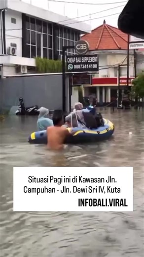 Situasi Banjir Kuta Bali Pagi Ini