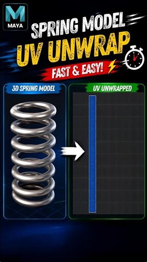 Spring Model UV Unwrap in Maya #mayatutorial #modelingtips #3dmodeling