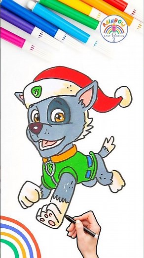 Draw PAW Patrol Simple | Draw PAW Patrol Rocky Cute Tutorial 🌈 🐶 #short #pawpatrol #christmas