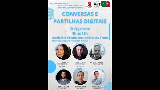 Seminário sobre práticas pedagógicas emergentes e inovação no ensino Num tempo em que a educação se reinventa a cada dia, o seminário "Conversas e Partilhas Digitais", realizado no Agrupamento de Escolas da Trofa, surge como um espaço privilegiado para escutar, refletir e aprender com professores que ousam transformar a sala de aula. Este encontro, promovido pelo SIPE - Trofa, reuniu docentes inovadores que, através de práticas pedagógicas emergentes, procuram construir a profissão docente numa 