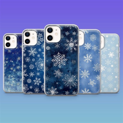 Snowflakes Phone Case Snowing Xmas Winter Cover for iPhone 17 Pro Max Air 16e 15 14 Samsungs25 S24ultra S23FE S22 A17 Pixel 10 9 8 Pro Max - Etsy UK