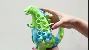 3D Pop It, Popper Bubble Squeeze Fidget Toy, Light up Bath Toy, Stress Relief Ball for Kids (Godzill-Green)