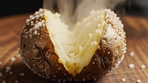 Baked Potato – The quickest way to make a baked potato! Crispy on the outside, soft and fluffy on the inside Recipe in comment | Weight Watchers Recipes