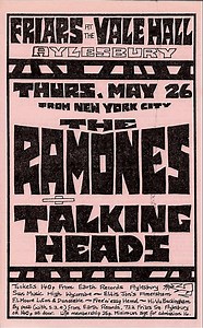 May 26, 1977: The Ramones / Talking Heads at Aylesbury Civic Centre (Friars) Aylesbury, England, United Kingdom | Concert Archives