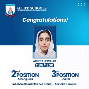 We are pleased to announce that our students have once again secured top positions in the Matric Board Exams. We extend our heartfelt congratulations to our esteemed students and their parents for this outstanding achievement. | Allied Schools