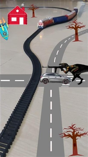 Car and Dinosaur | Dinosaur Cartoon | Train and Dinosaur 🦕🔥