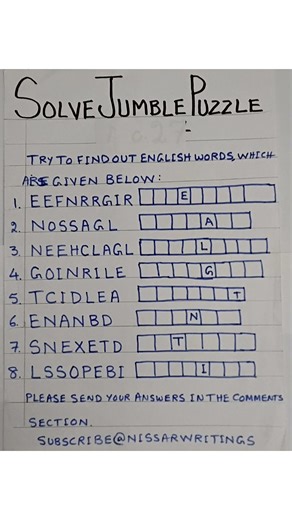 SOLVE JUMBLE PUZZLE IN ENGLISH (FIND OUT ENGLISH WORDS IN THE PUZZLE) #SHORTSVIRAL @NISSARWRITINGS