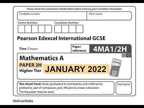 IGCSE Mathematics January 2022 - 4MA1/2H