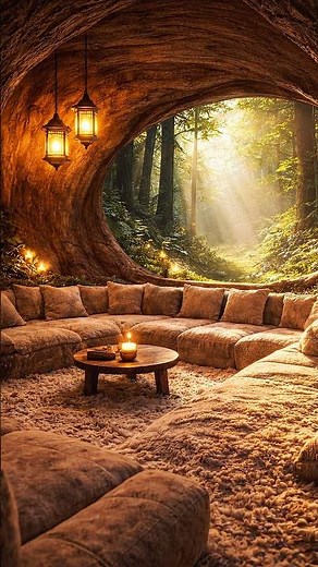 Cozy Cave Living Room with Natural Light #relaxing #aesthetic #ambience #relax