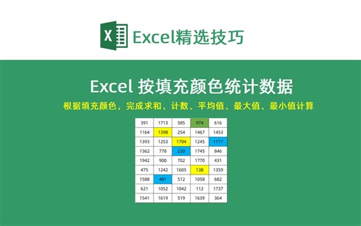 你绝对没用过的新函数，根据Excel填充颜色统计数据！附代码，超简单！