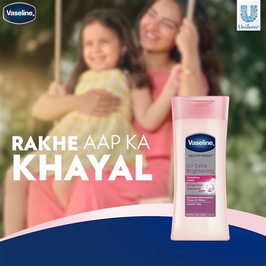 3.2K views · 18K reactions | While you are busy taking care of everyone else in the family, at work; Vaseline takes care of you. Introducing, new Vaseline Healthy Bright Body Lotion with 10X Active Niacinamide & Triple UV Filter for sun protection, that keeps your skin moisturized, giving you glowing dewy skin in just 3 days. Vaseline RAKHE APKA KHAYAL! #Moisturizedskin #Glowingskin #Sunprotection #winterskincareroutine | Vaseline | Facebook