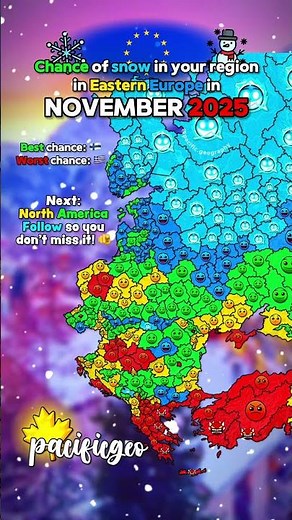 ❄️ Chance of snow in Eastern Europe in November 2025 🇪🇺 #mapping #map #geography #snow