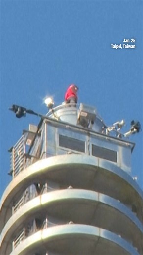 American rock climber Alex Honnold ascended the Taipei 101 skyscraper on Sunday without any ropes or protective equipment. Cheers erupted from a street-level crowd as he reached the top of the spire of the 508-meter (1,667-foot) tower about 90 minutes after he started. | AP
