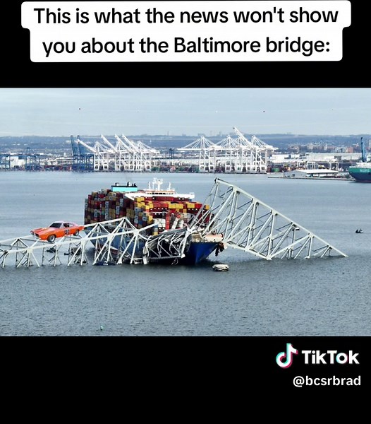 Breaking News: General Lee jumps the bridge #baltimore #bridge #trending #generallee #meme #capcut #funny #breakingnews #cargoship #carsoftiktok #cartiktok #carscene