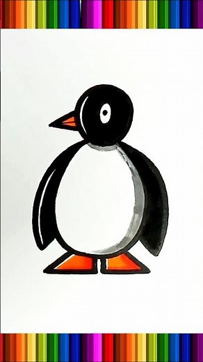 Penguin Drawing Easy and Cute Tutorial 😍🌹#art #viral #shorts