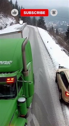 BIG RIG SLAMS CAR: Horrific Snow Crash as Truck Fails to Stop! (Dashcam)