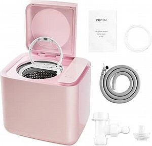 Automatic Mini Washing Machine Portable Washer for bras underwear and socks Apartment RV 1.76lb Small Load Washer with Drain Pump (PINK)