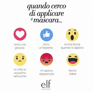 2.5K views · 55 reactions | Come usare i nuovi Emoji su Facebook ;) Esperta sull'uso del mascara o caso disperato ?! Per rispondere a questa domanda, cliccate sull'emoji che vi corrisponde meglio... Avete fino alla mezzanotte di domenica per partecipare e tentare di vincere il vostro mascara e.l.f. preferito ! Basta commentare il post ed invitare due amiche! Vi sveleremo martedì il nome della fortunata vincitrice :* | eyeslipsface.it | Facebook
