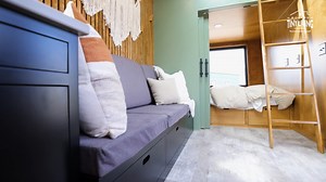 36 reactions | 1-Minute Walkthrough: Enjoy a quick stroll through our legendary Catalina model. Featuring a first floor bedroom, loft, designer kitchen, huge high-top table with pass-through window, and spa-like bathroom, Catalina has it all  Learn more here: www.moderntinyliving.com/catalina | Modern Tiny Living | Facebook