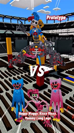 Prototype vs Huggy Wuggy, Kissy Missy, and Mommy Long Legs in Minecraft #minecraft #poppyplaytime