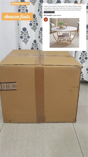 coffee table from Amazon marble and metal coffee table for living room white and golden #asthetic