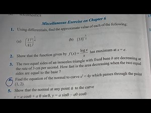 MISCELLANEOUS EX CH 6 QUESTION NO 1 to 11(part1) SOLUTION OF APPLICATION OF DERIVATIVE NCERT CLASS12