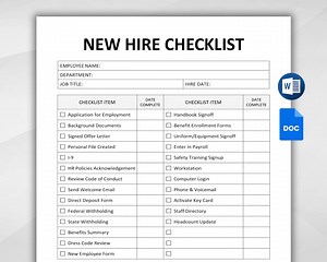 New Hire Checklist Template. New Employee Checklist. Employee Onboarding Template. HR Template. Editable WORD & Google Docs Instant Download - Etsy Australia