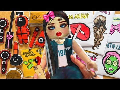 Roblox Baddie Makeover 💅 Squid Game Glow Up! | ASMR Skincare, Makeup & Blind Bag Paper DIY