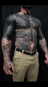 Full Torso Blackwork Tattoo by Alex @alex_arnautov! Alex has plenty...