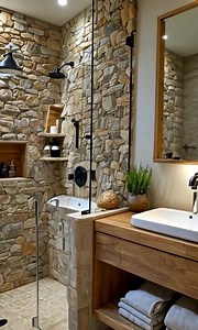 Idea para decorar el baño con piedra | Baños Net