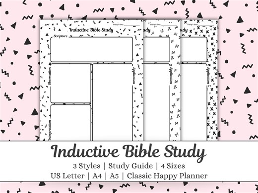 Guided Inductive Bible Study Bundle Printable Scripture Journaling Template A5, Classic Happy, Letter, A1 - Etsy