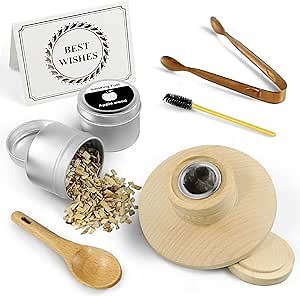 Cocktail Smoking Top, Cocktail Smoker Kit with Cocktail Smoker & Wood Chips - Smoked Cocktails, Wine, Whiskey, Drinks Etc, Smoked Cocktail Kit - Best Gift for Drinking Lover, Dad, Husband