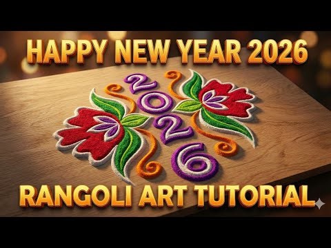 Happy New Year 2026 Rangoli Art Tutorial | Easy & Beautiful Floor Design