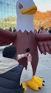 2.2K views · 17 reactions | Check out this hilarious encounter as an eagle mascot has an unexpected adventure! 礪藍 #EagleEscapade #FunnyMoment | Crazy Chicks | Facebook