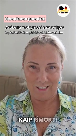 Nebemaišyk artikelių DIE, DER, DAS! Pagaliau išmok juos be streso – naudodamas aiškias, veiksmingas strategijas. Nori sužinoti, kaip tai padaryti lengvai ir be „kalimo“? Registruokis į nemokamą pamoką „Artikelių mokymosi strategijos“ Lapkričio 20 d., 20:00 val. 👉 Spausk registracijos mygtuką ir pasimatykime pamokoje! | Mokausi vokiečių kalbos