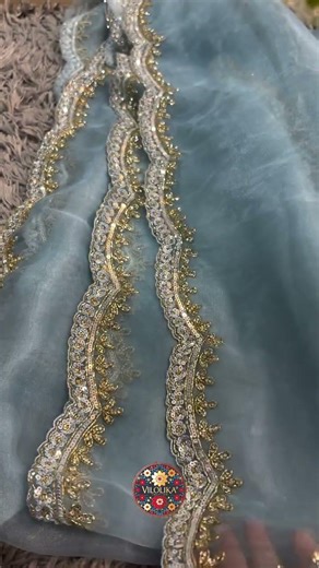 Tissue organza saree with delicate handwork and an easy, lightweight feel