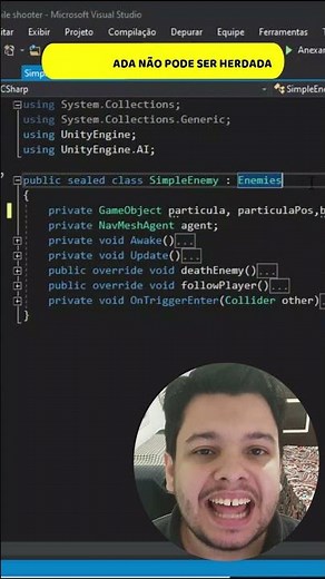 Classes Seladas Ajudam a Otimizar Seus Jogos - C# Para Unity #Shorts