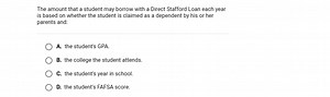 The amount that a student may borrow with a Direct Stafford Loa... | Filo