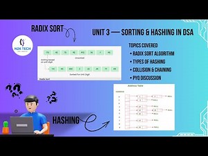 DSA Unit 3 Part 5: Radix Sort & Hashing | Algorithm, Types & Collision Techniques #algorithm #btech