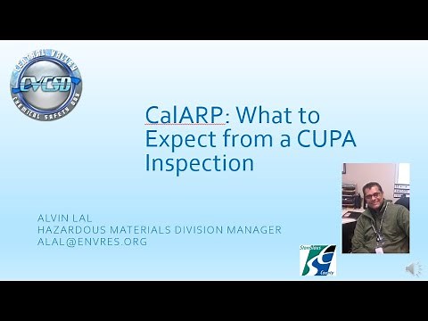 CalARP:What to Expect in a CUPA Inspection - Alvin Lal - CVCSD 2020