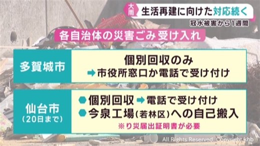 大雨被害から１週間　宮城県各地で生活再建に向けた支援　カーシェア・災害ごみ受け入れ | khb東日本放送