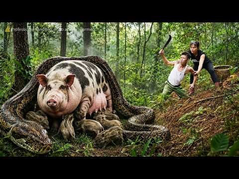 72 Hours Of Horror: Massive Python Coils Around Pig Family As Rescue Begins!