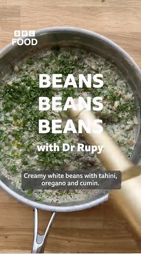 Packed full of nutrition and luxuriously creamy. The Doctor's Kitchen's white beans with tahini, oregano and cumin works with butter, haricot, or cannellini beans and even chickpeas. bbc.co.uk/food/recipes/beans_tahini_oregano_72330 | BBC Food