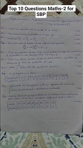 Applied Maths-2 Top 10 Questions for Polytechnic Special Back Paper 2025// #shorts